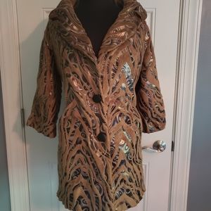 Luii faux fur leather swing coat L